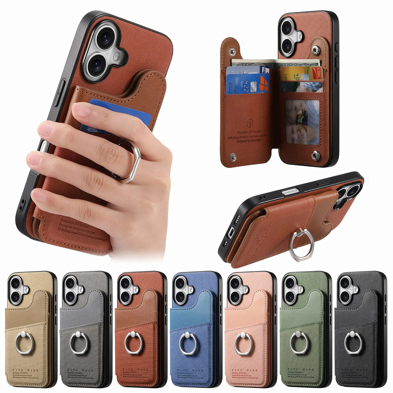 Фото Чехол-кошелек с кольцом на палец для Funda Samsung Galaxy Buddy 3 2 Quantum5 4 Wide6 5 Jump3 5G RFID-блокировка, держатель для 5 карт, чехол для телефона №2