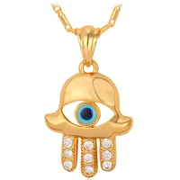 collare hamsa hands charm necklaces pendants goldsilver color rhinestone lucky necklace women evil of eyes p256