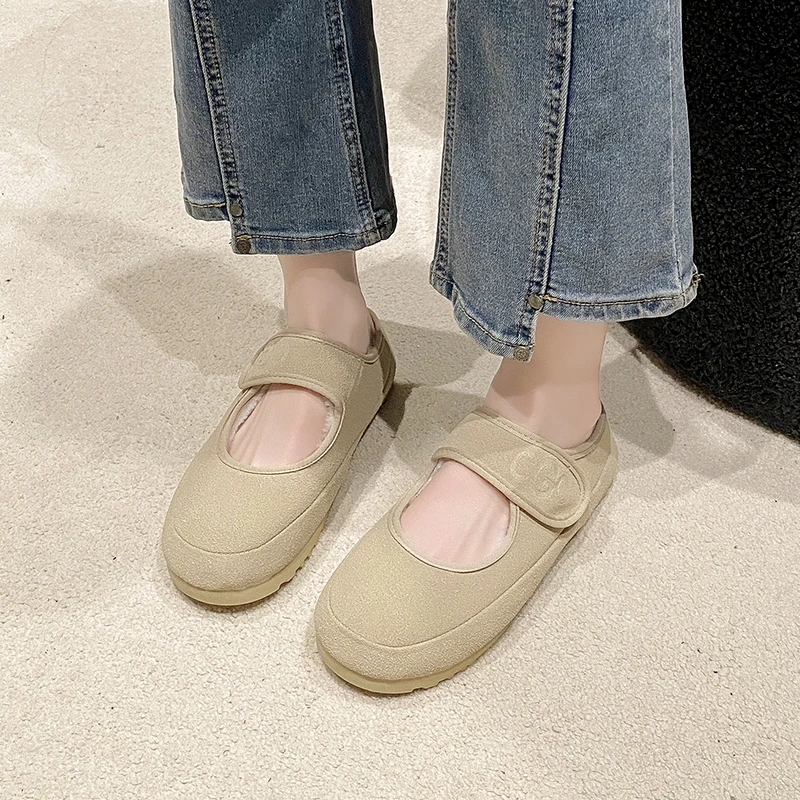2024 NEW Summer WOMEN Slippers Winter New with Velvet Warmth Baotou Fury Drag Casual Flat Bottom Lazy Ugly Cute Mary Jane Shoes