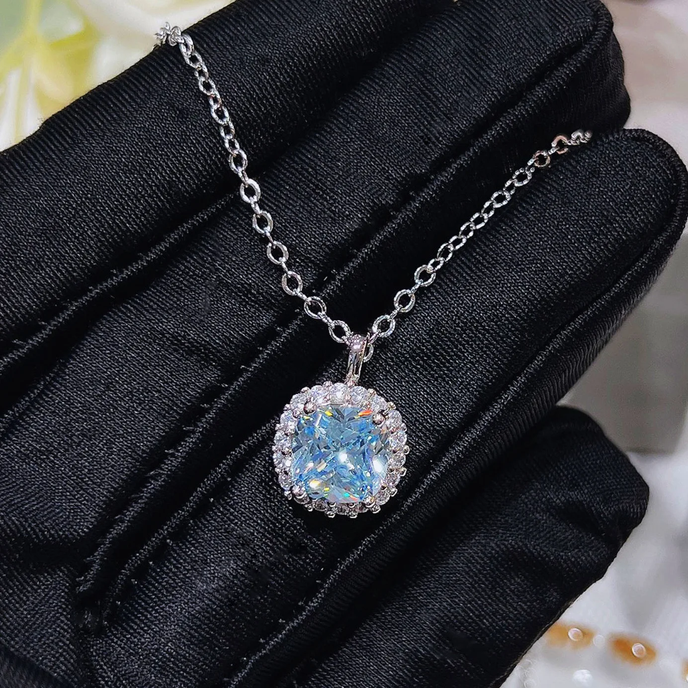 

Genuine 925 Sterling Silver Blue Sapphire Pendant Necklaces for Women TRENDY Collares Mujer Sapphire Pendant Necklaces Jewelry