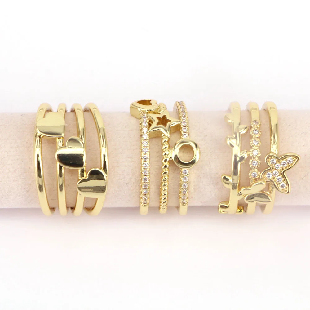 

5 шт., модные кольца золотого цвета в форме звезды, сердца, бабочки для женщин и девушек, массивные женские кольца 2022, Винтажные Ювелирные Изд...