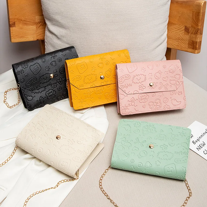 Ladies Bags 2023 New New Embossed Small Square Bag Summer Fashionable Simple Retro One Shoulder Crossbody Bag