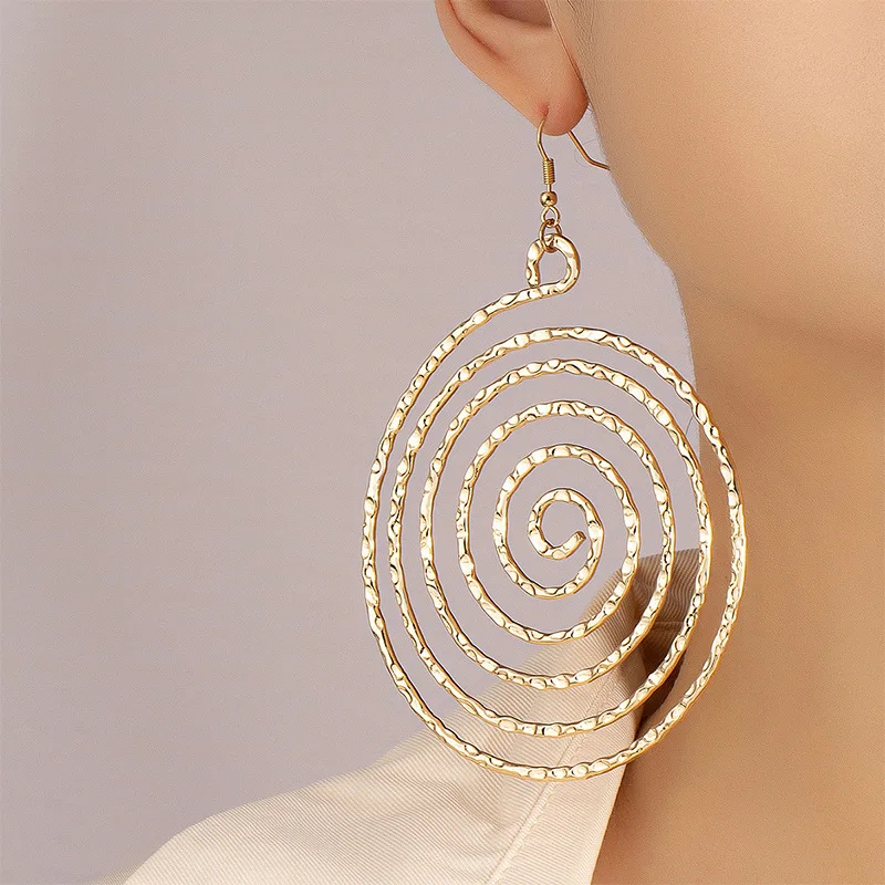 

Modern Jewelry Big Dangle Earrings Hot Sale Popular Style Metal Alloy Geometric Gold Color Drop Earrings For Women Gifts