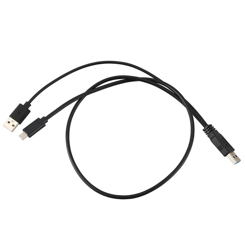 

USB 3.0 Male & USB 2.0 Dual Power Data Y to Type-C USB-C Cable for Laptop & Hard Disk Cable UC-125,5Pcs