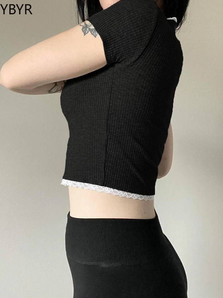 Женская футболка с коротким рукавом повседневная укороченная контрастных