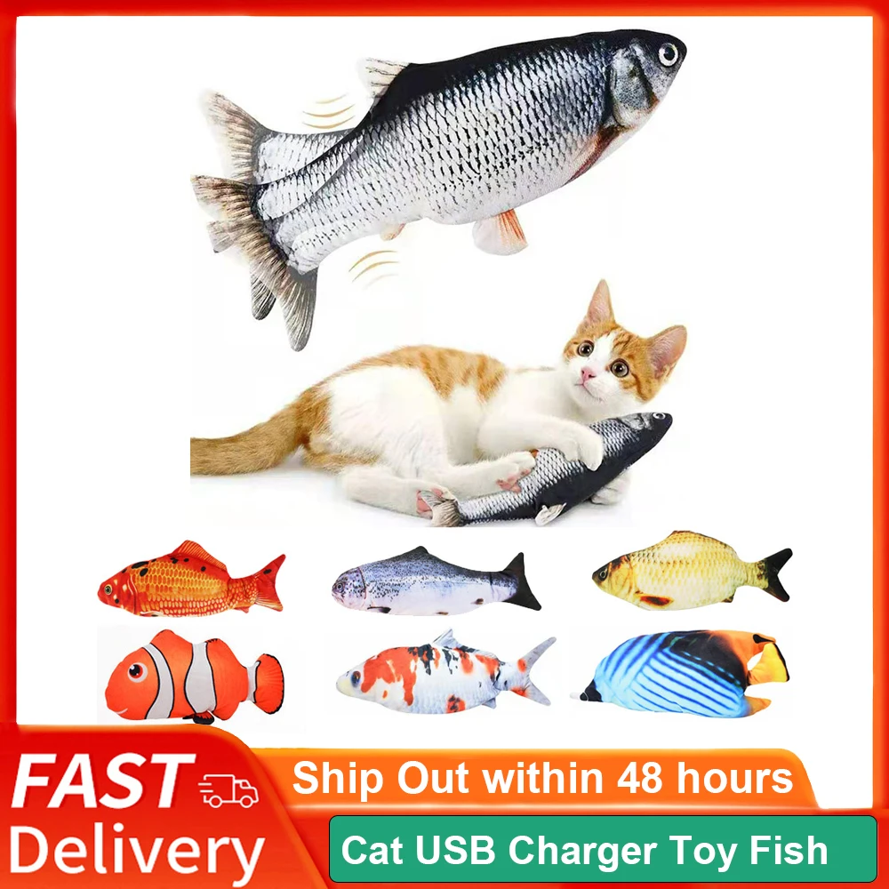 

Cat USB Charger Toy Fish Interactive Electric floppy Fish Cat toy Realistic Pet Cats Chew Bite Toys Pet Supplies Cats dog toy