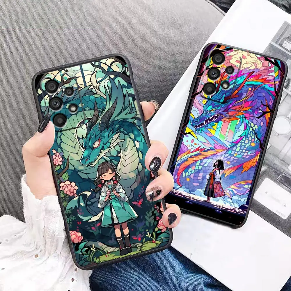 

Painted Little Girl Dragon Case For Samsung Galaxy A90 A80 A73 A71 A70 A53 A52 A51 A50 A33 A32 A30 A23 A22 A14 A10 5G Case Shell