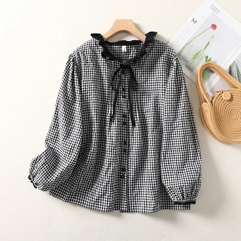 Весенняя новая рубашка с воротником в японском стиле женская элегантная милая