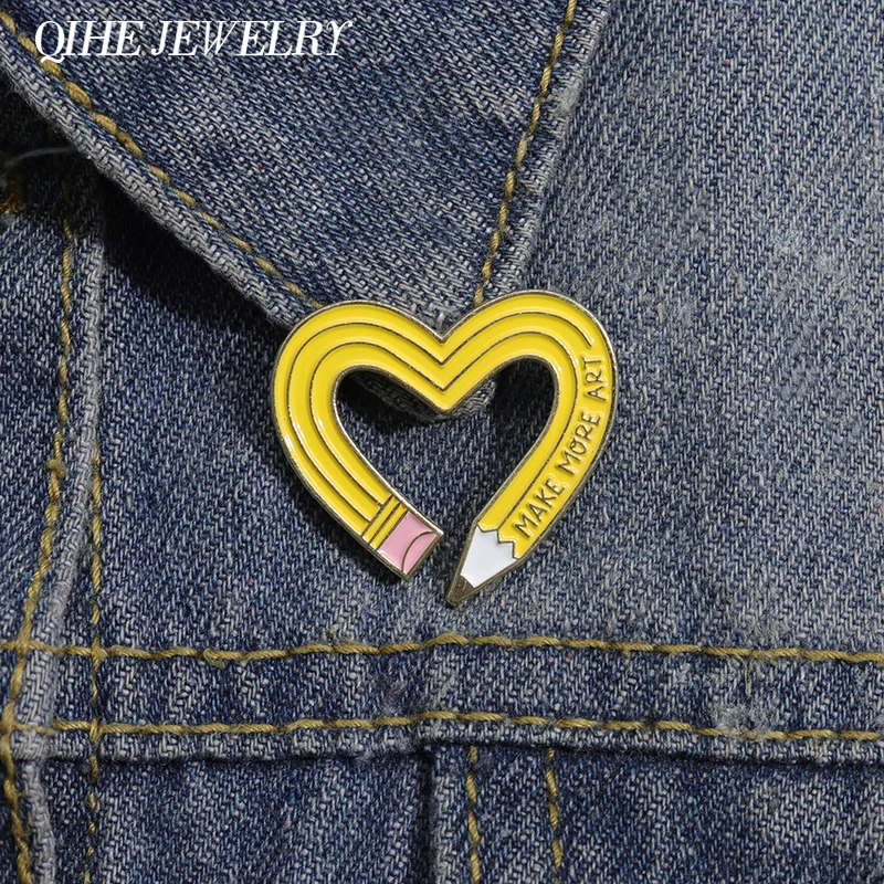 Enamel Pins Creative Heart Metal Brooches Jacket Shirt Backpack Badge Fashion Jewelry Gift Artist
