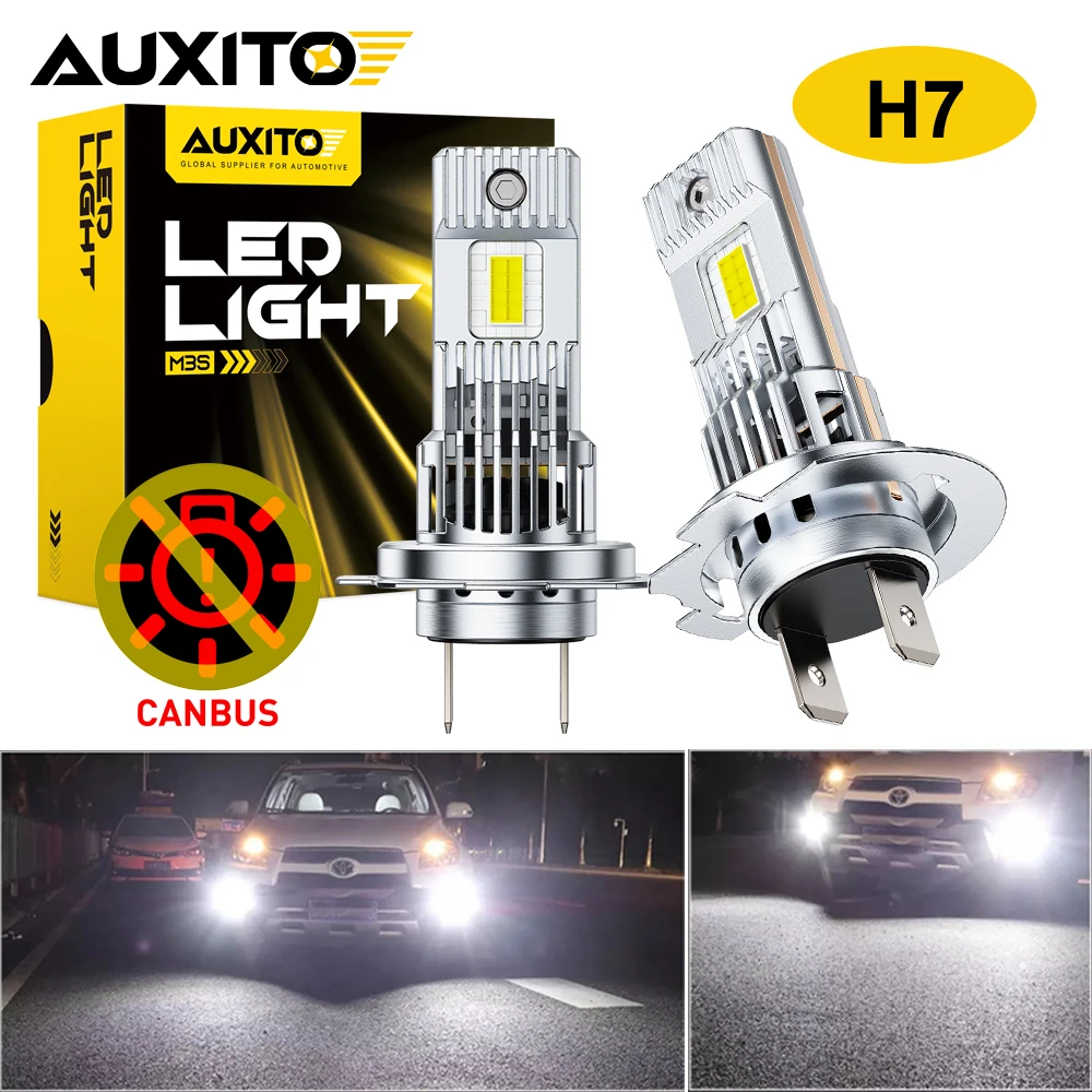 

AUXITO 2 шт. светодиодные лампы H7 CANBUS 6500K белые, H7 автомобильные LED лампы ближнего и дальнего света с вентилятором охлаждения, 12В, суперяркие 30000 лм
