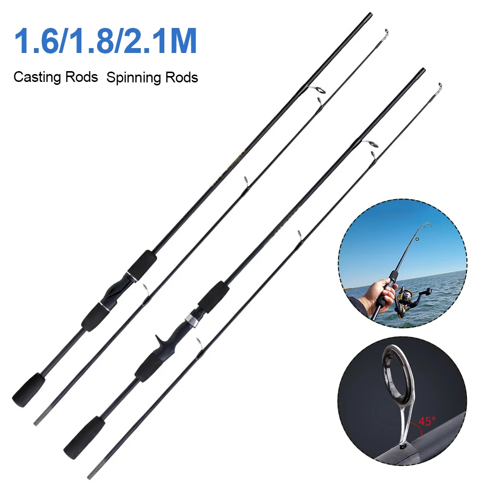 

Portable Fishing Rod Carbon Fiber Lightweight Spinning Rods Baitcasting Rods 1.6/1.8/2.1m EVA Grip Freshwater Saltwater Tackle