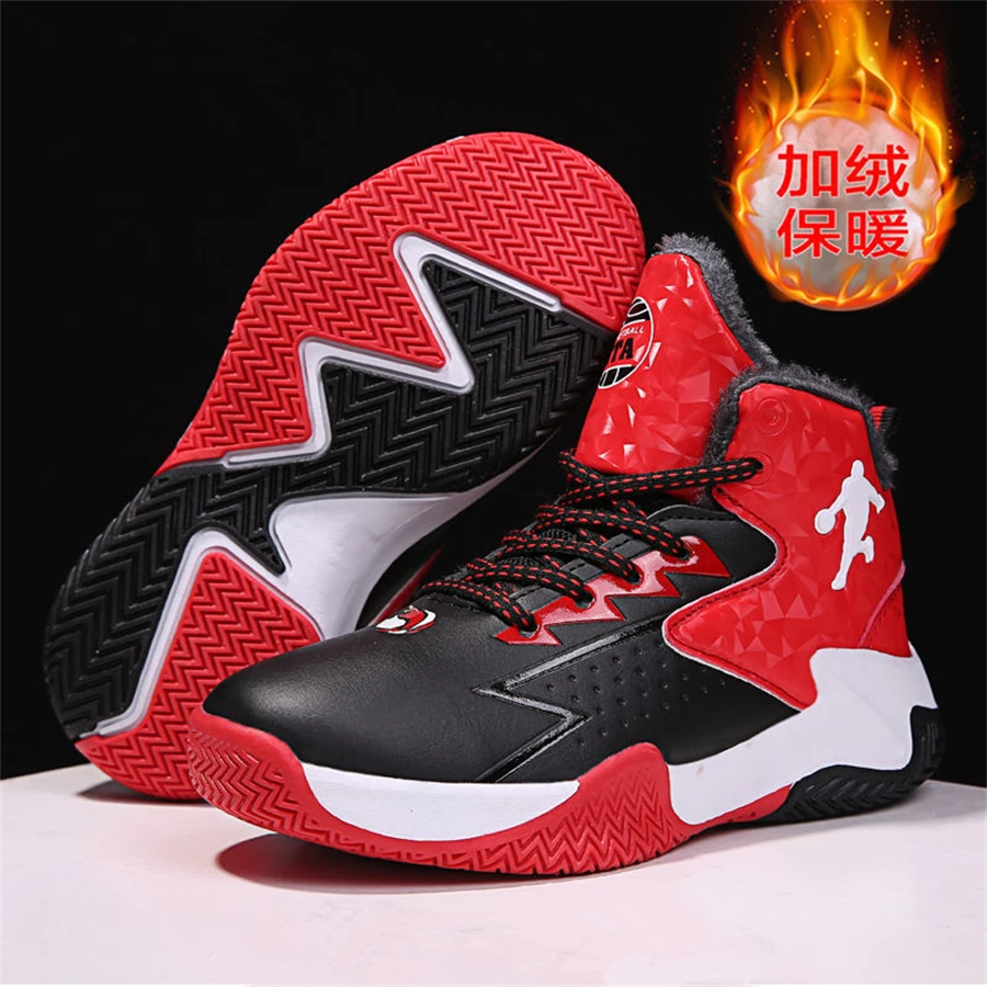 New Children's Basketball Shoes Students Boys Brand Jordans Youth Sports Shoes Winter Cotton Keep Warm Basketball Sneakers