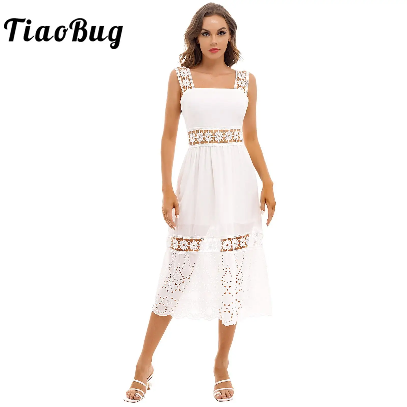 

Женское вечернее платье, кружевное ажурное платье без рукавов с открытой спиной, ТРАПЕЦИЕВИДНОЕ ПЛАТЬЕ в стиле бохо для тропических праздвечерние