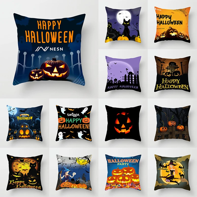 

Креативная Подушка с изображением Дня мертвых тыкв, дьявола, наволочка для Хэллоуина, вечевечерние НКИ с черной кошкой, разноцветная наволо...