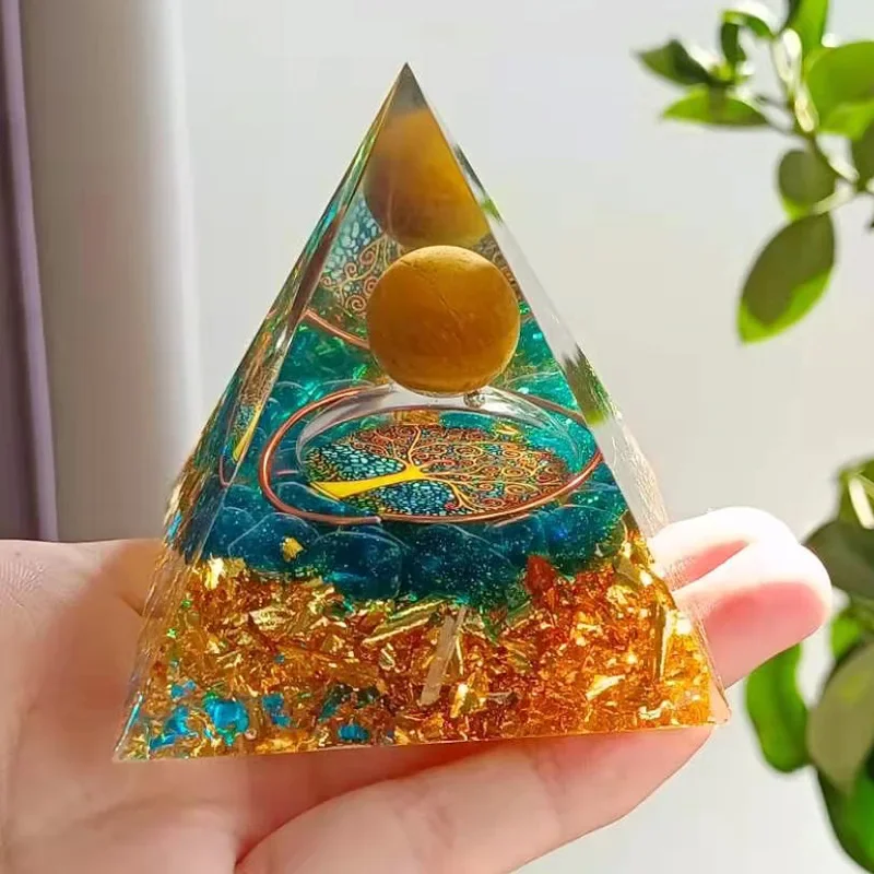 

Модная и Минималистичная пирамида из смолы, 3D руны, жизнь, дерево, пирамида, украшение для офиса и дома ручной работы, 6 см