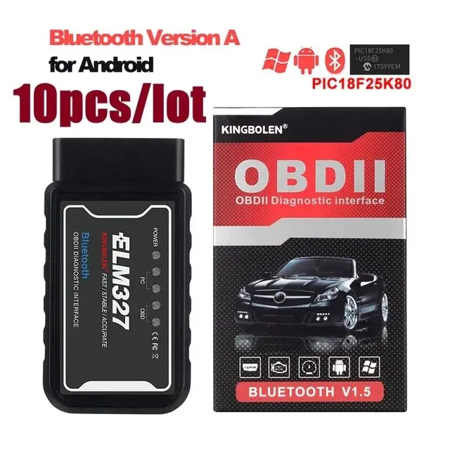 

ELM327 V1.5 Car Code Reader Bluetooth ELM 327 PIC18F25K80 Chip OBDII Diagnostic Tool For iPhone/Android PK ICAR2 OBDSCAN Scanner
