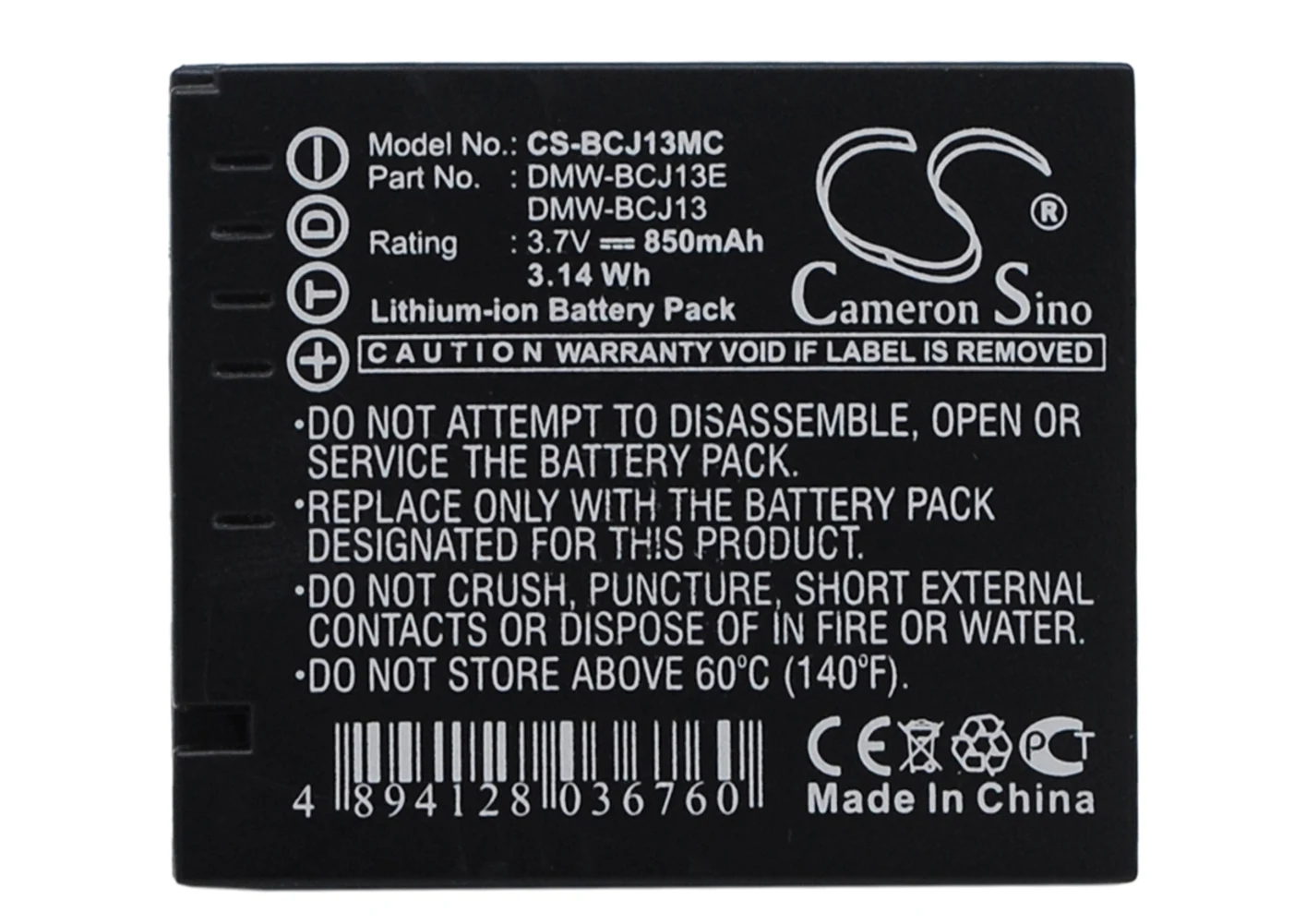 

Cameron Sino 850mA Battery for Panasonic Lumix DMC-LX5W,Lumix DMC-LX7,Lumix DMC-LX7 10.1 DMW-BCJ13,DMW-BCJ13E,DMW-BCJ13PP