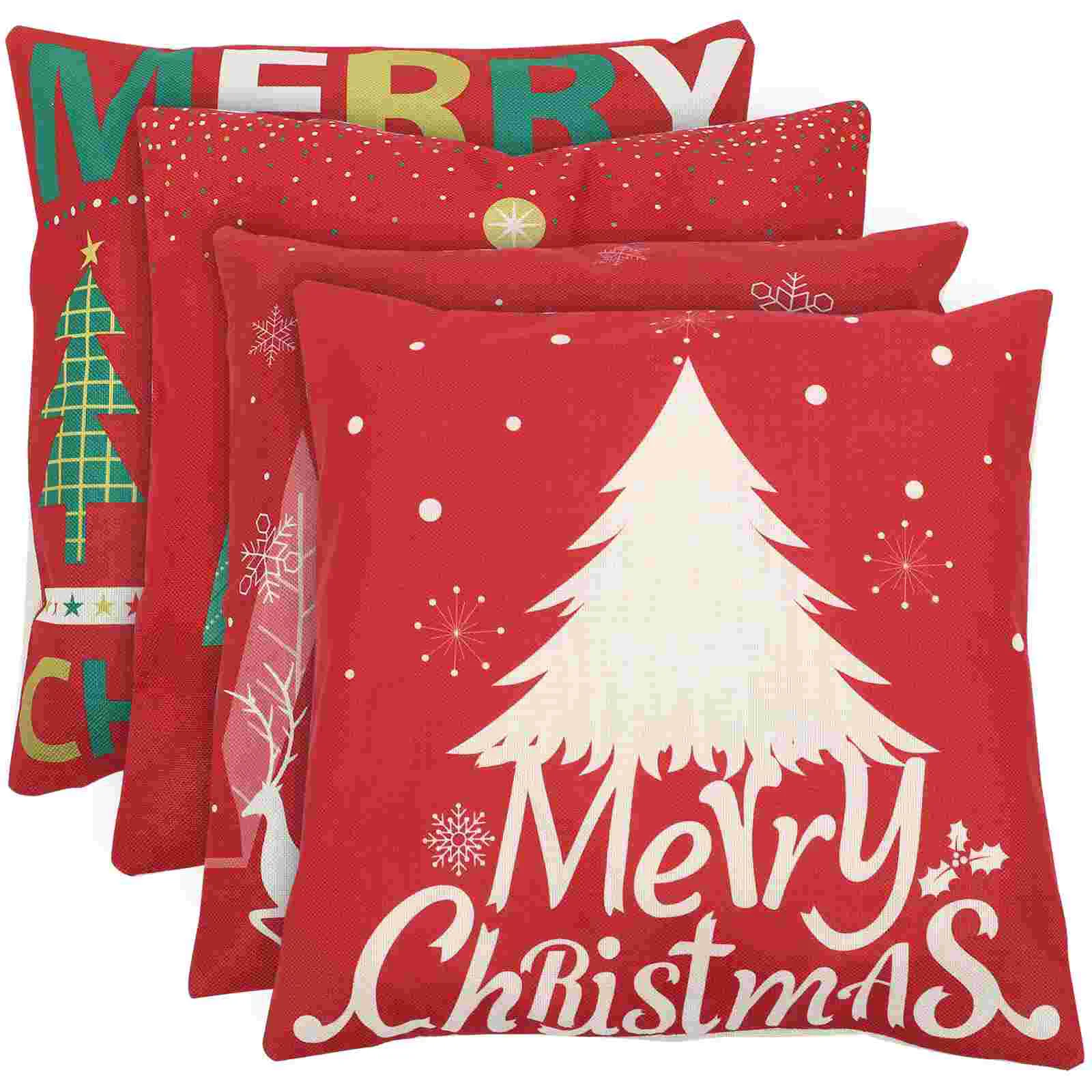 

Pillow Christmas Cover Covers Cushion Throwcase Holiday 18X18 Winter Tree Decor Couch Pillowcases Party Farmhouse Decorative