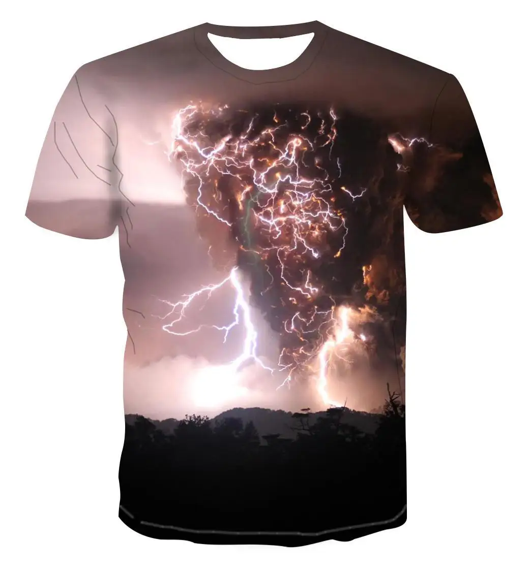 

3d New Lightning Print T -Shirt Men 'S Fashion Men 'S T -Shirt Leisure Multi -Functional Clothing Cotton S -6xl