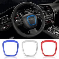 chrome car styling steering wheel center logo covers stickers trim for audi a3 8p s3 a4 b6 b7 a5 a6 q5 q7 interior accessories