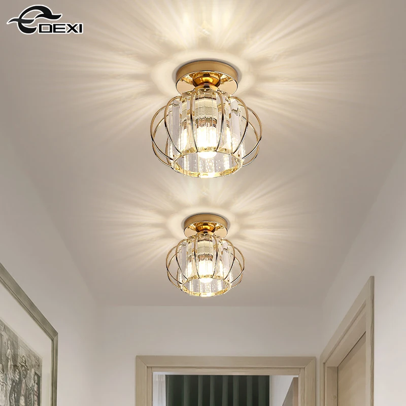 

Nordic Crystal Ceiling Lamp Luxury LED Corridor Lighting Aisle Light Stair Ceiling Chandelier Villa Decorative Light