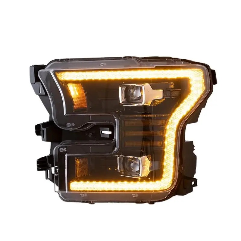 Фото Анимированные светодиодные фары Amber DRL для Ford Raptor 2016-2021, полностью светодиодные передние фары 2015-2017 для F150 №5