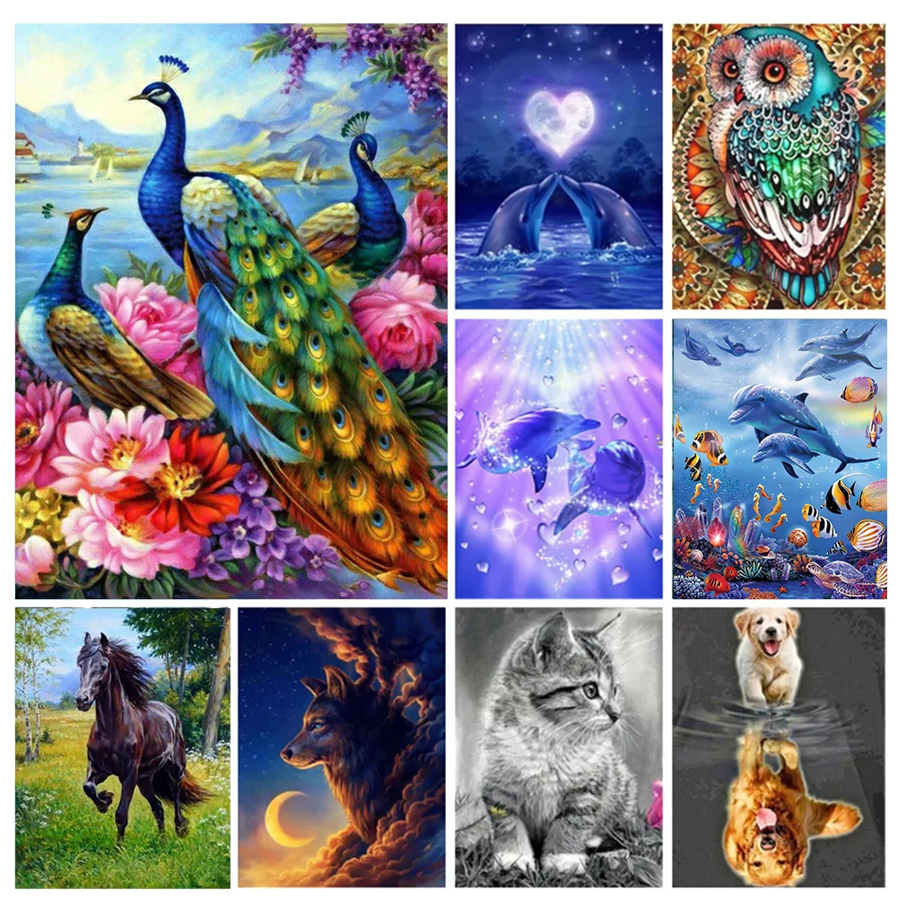 Алмазная живопись сделай сам дельфин волк собака тигр Сова лошадь алмазная