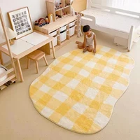 nordic checkered rugs and carpets for living room plush rugs aesthetics home decor tufted lounge carpet shaggy fluffy thick rug