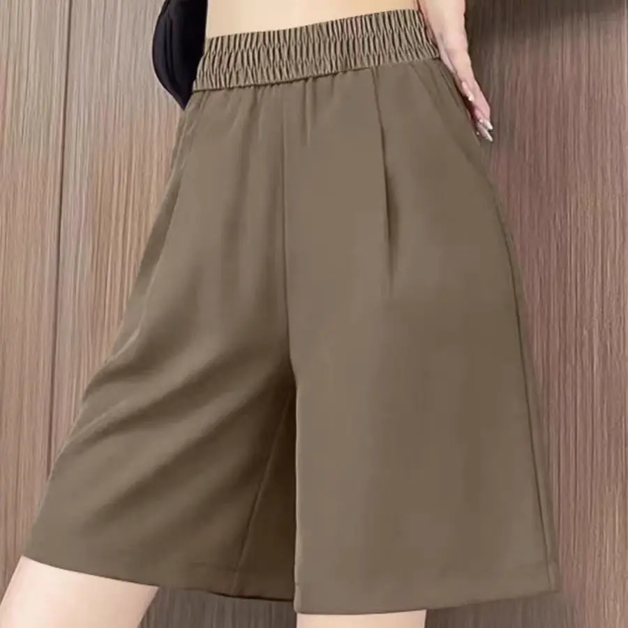 Брюки женские с завышенной талией повседневные плиссированные однотонные