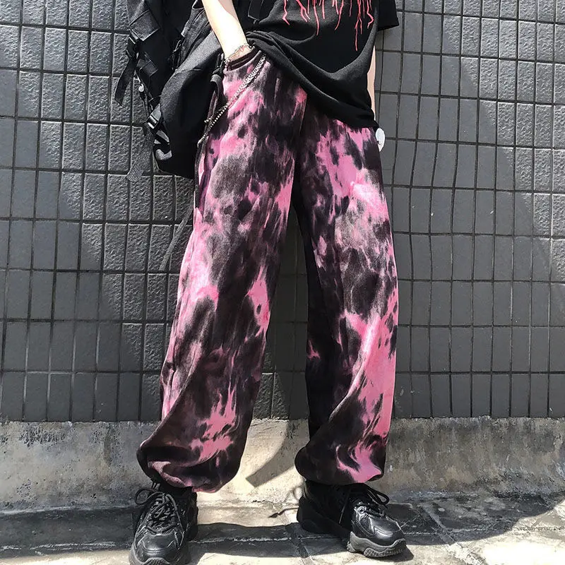 

Trendy Wide-leg Pants Women's Spring New Korean Version Of The Hip-hop Tie-dye Leggings All-match Loose Casual Pants
