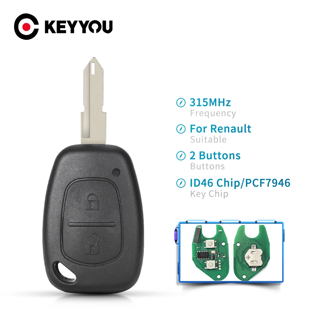 

KEYYOU дистанционный ключ для Renault VIVARO MOVANO TRAFFIC, MASTER KANGOO PCF7946 Chip 433MHZ NE72/VAC102 Blade