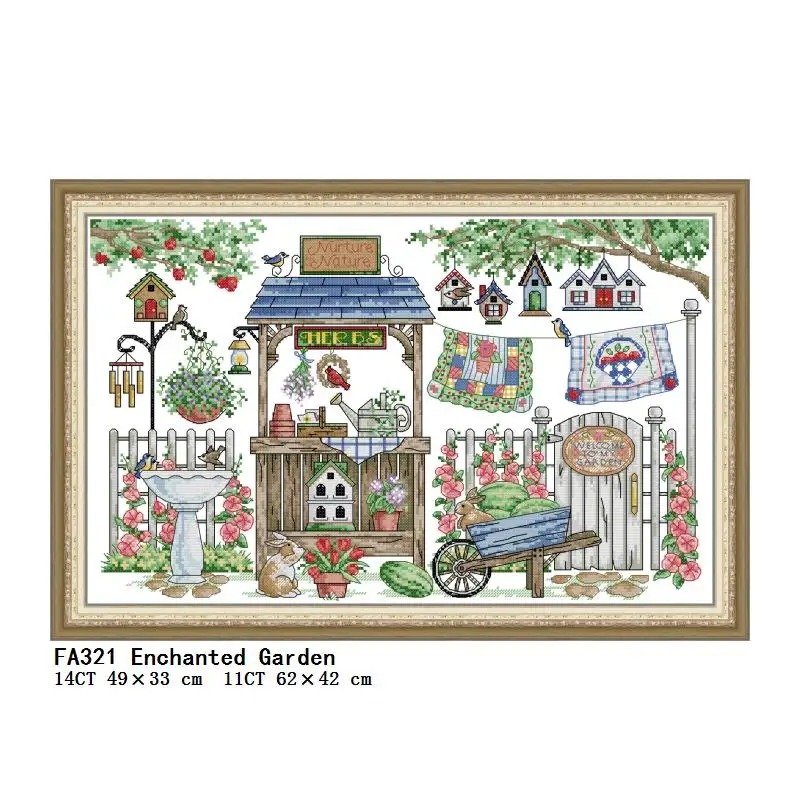 

Joy Sunday Garden View Patterns Counted DIY 11CT 14CT Stamped DMC Cross Stitch Set Embroidery Kits Needlework Home Decor Gift