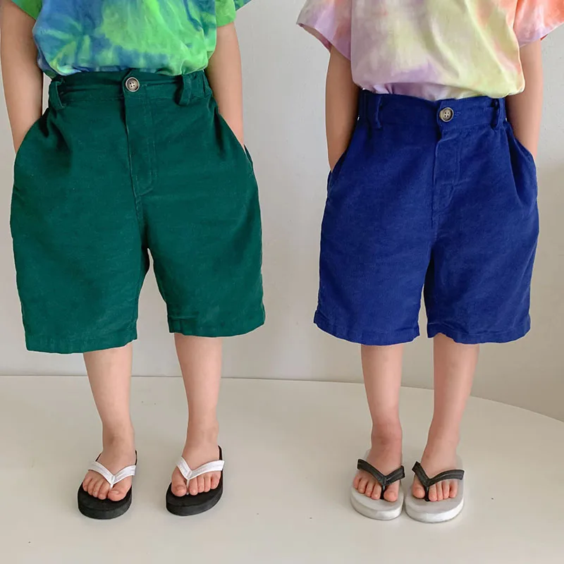 

HAYANA 2022 Summer Children's Pants Boys' Casual Five Pants Girls' Corduroy Solid Color Shorts