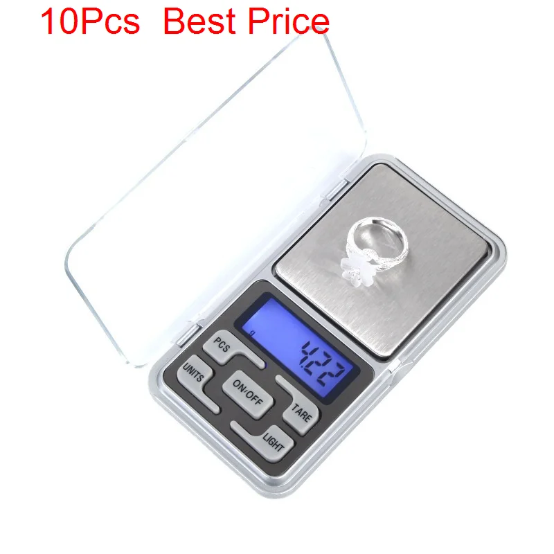 

10Pcs/lot Mini Digital Scale 100/200/300/500g 0.01/0.1g High Accuracy Backlight Electric Pocket for Jewelry Weight for Kitchen