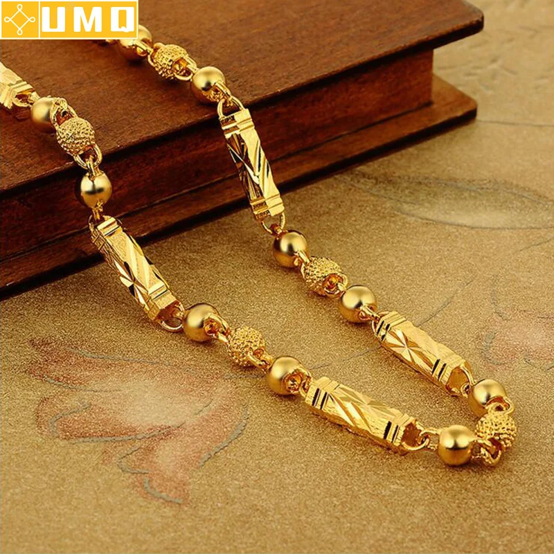 

Simple Male 18k Gold Necklace Hexagonal Buddha Bamboo Chain Fine Jewelry Clavicle Necklaces for Men Boyfriend Birthday Gifts