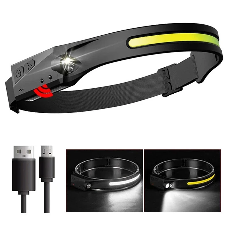 

Налобный фонарь с датчиком и зарядкой от USB, 5 режимов работы