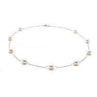 hoozz p fashion pearl station necklacewhite freshwater cultured925 sterling silverelegant korean trendy for girl women