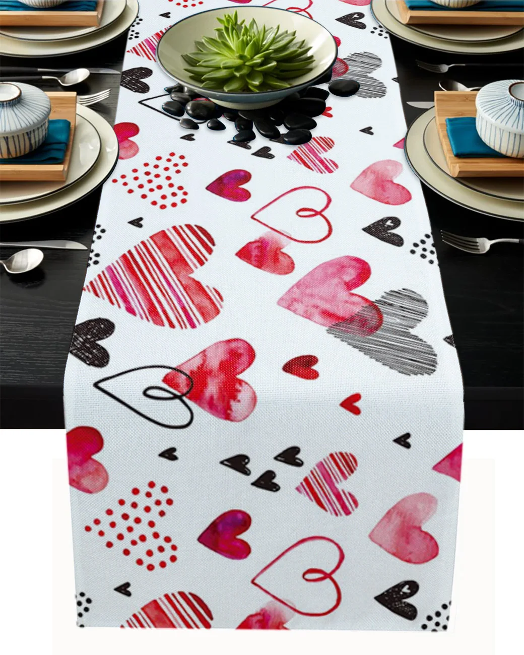 

Love Card Doodle Tablecloth Table Runner Decoration Home Decor Dinner Table Decoration Table Decor