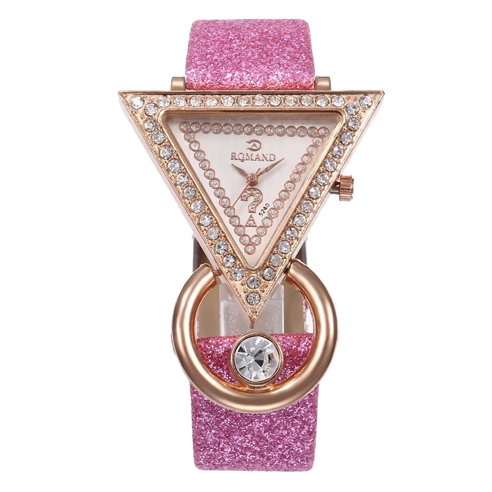 Часы наручные женские кварцевые с блестками брендовые Роскошные треугольные