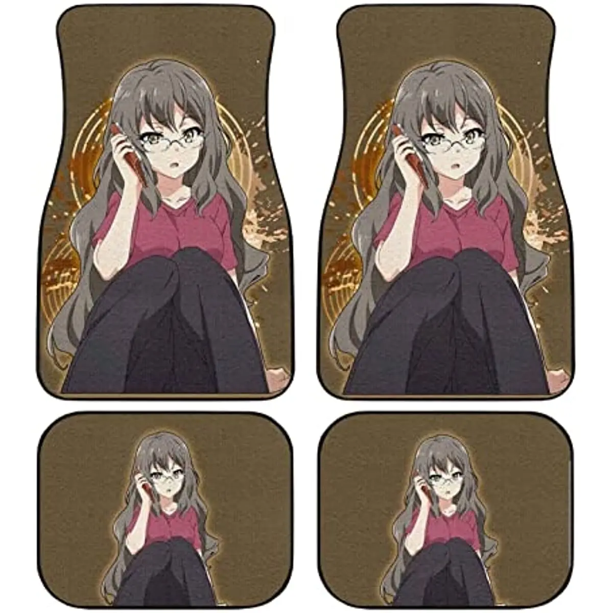 

KBIKO-zxl Loli Royal Sister Anime Print Car Universal Floor Mats 4-Piece Set All Weather Protection Easy to Clean Plush car Floo
