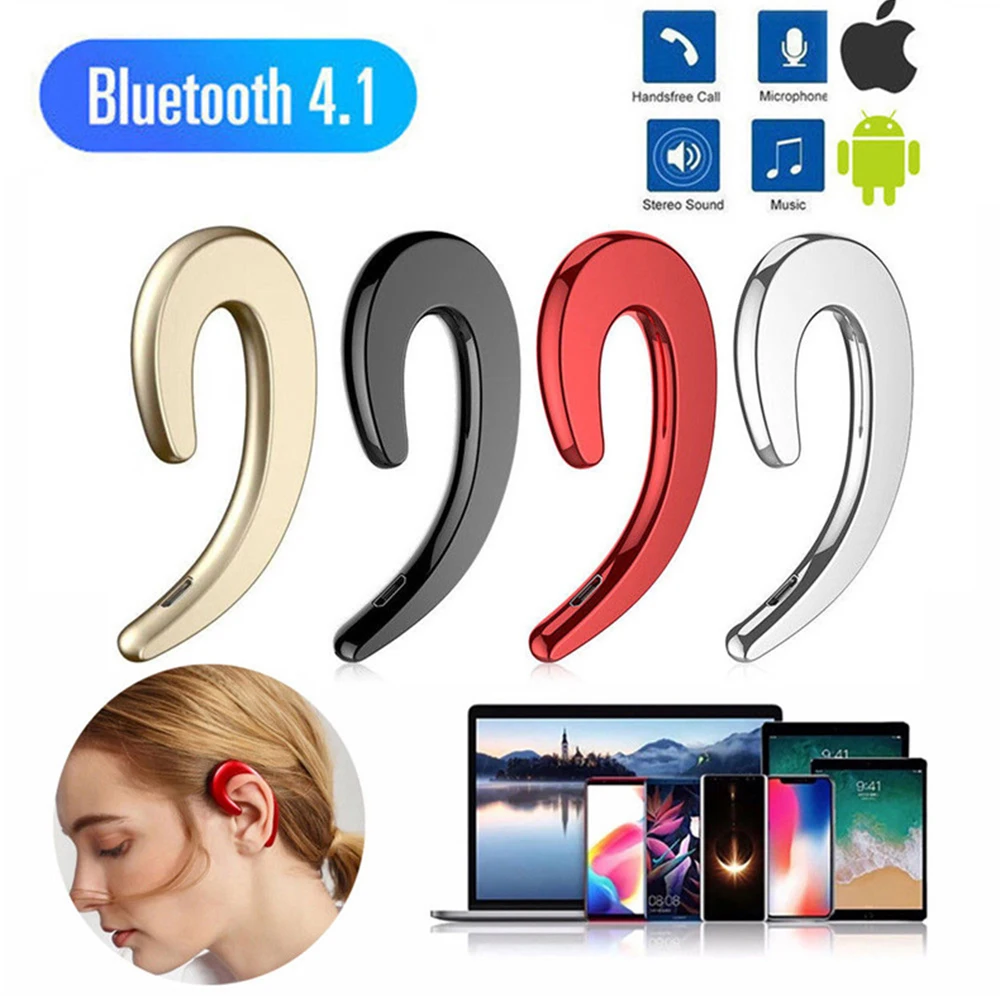 

Ear mounted bone-conduction wireless Bluetooth headset Portable unilateral earplug noise reduction hands-free for Xiaomi iPhone