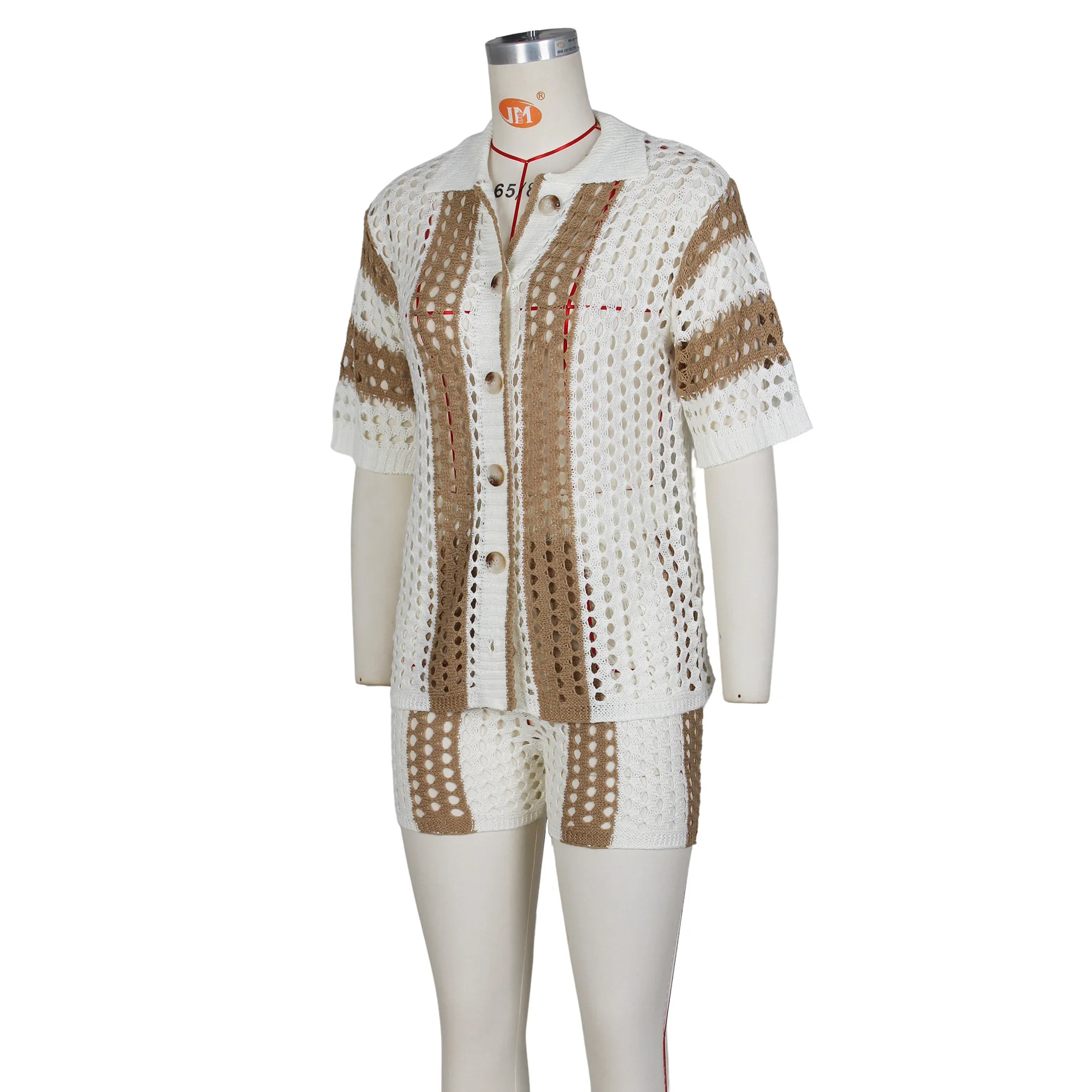 Casual Women Two Piece Set Hollow Out Shirt + Pants Patchwork Streetwear Tracksuit Clothes For Women Outfit 5 Casual Women Two Piece Set Hollow Out Shirt + Pants Patchwork Streetwear Tracksuit Clothes For Women Outfit 5