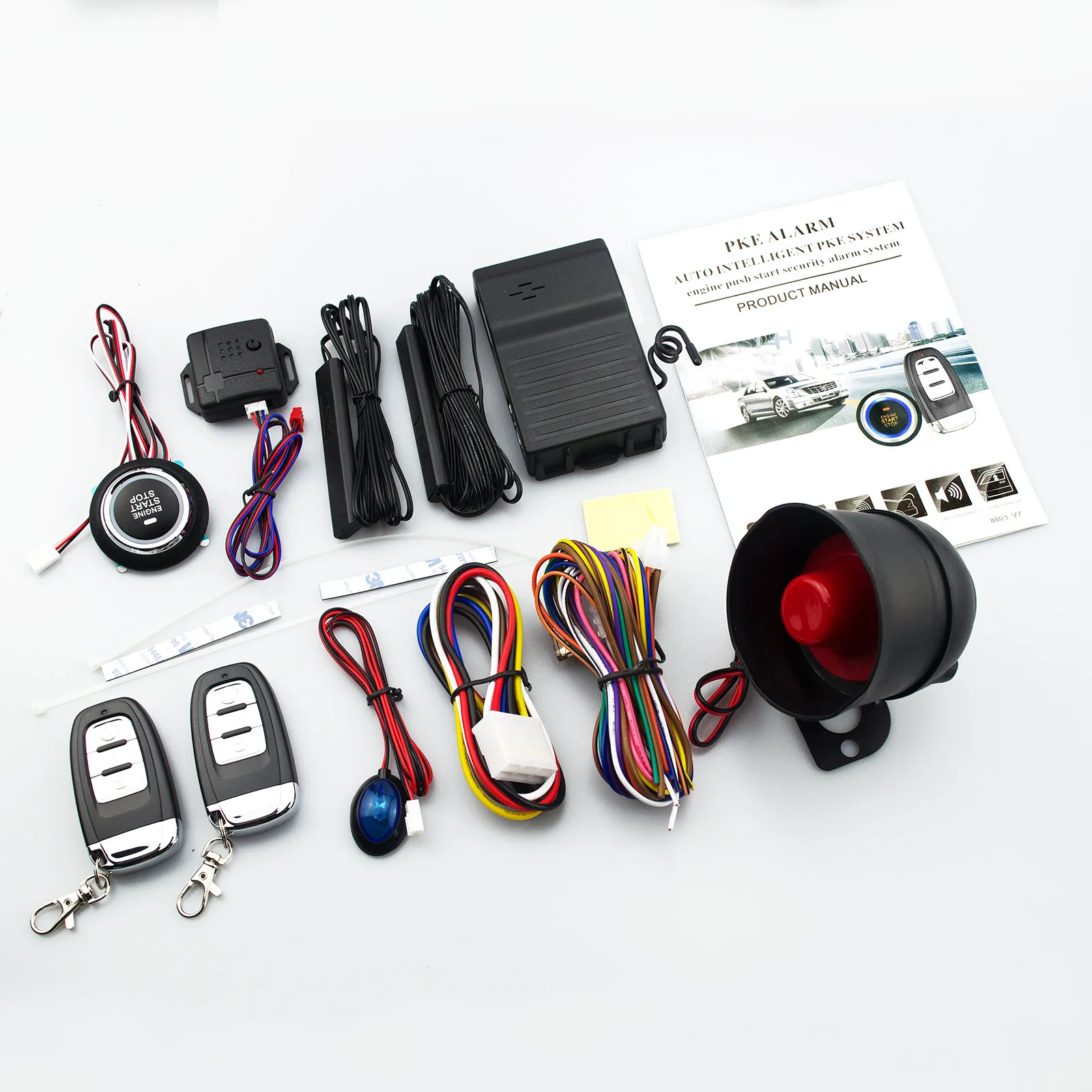 

Универсальное преобразование 24 В, одна кнопка, запуск, остановка, вход без ключа, дистанционный автоматический запуск, датчик вибрации, сигнализация, противоугонное устройство