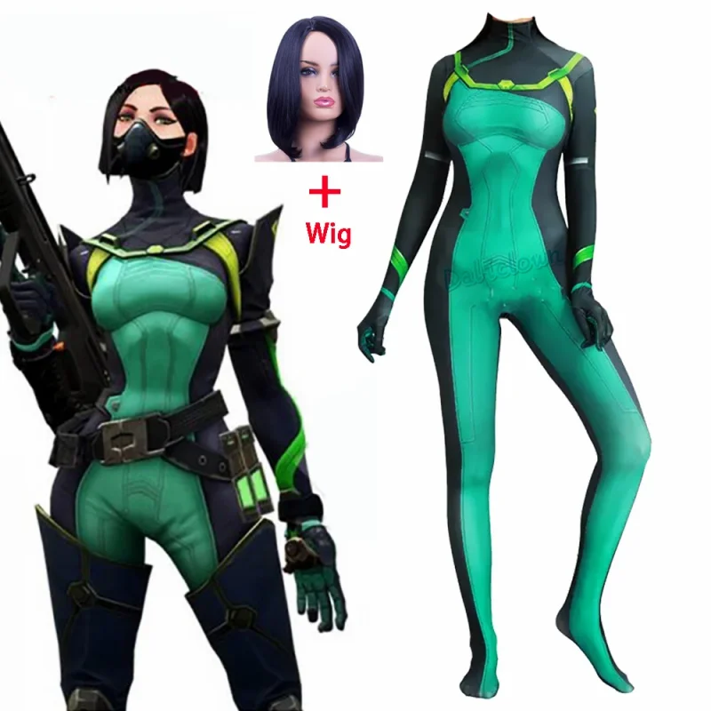 

Игровой Valorant Viper косплей парик костюм спандекс боди комбинезон Хэллоуин Карнавальный костюм для вечеринок для женщин детей