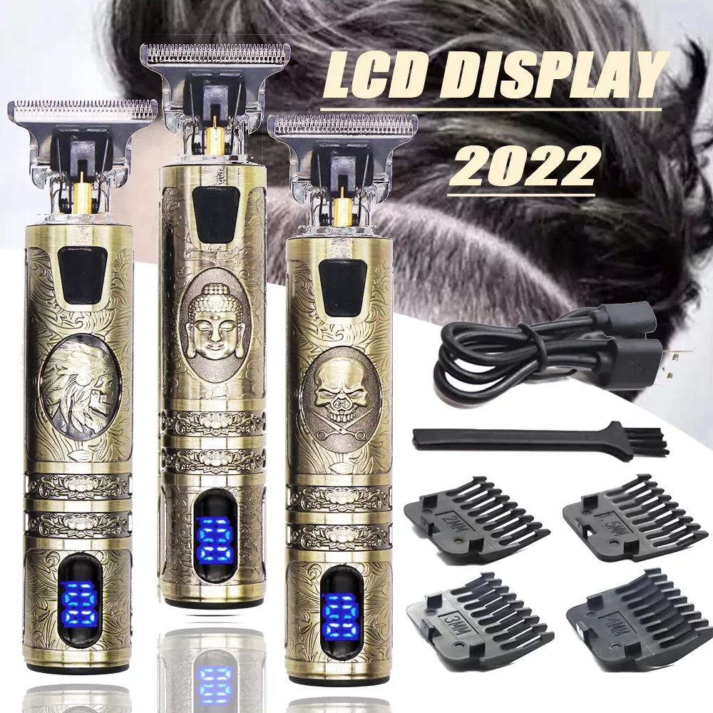 

Винтажная перезаряжаемая машинка для стрижки волос T9 0 мм USB, Мужская бритва, триммер для бороды для мужчин, Профессиональная парикмахерская