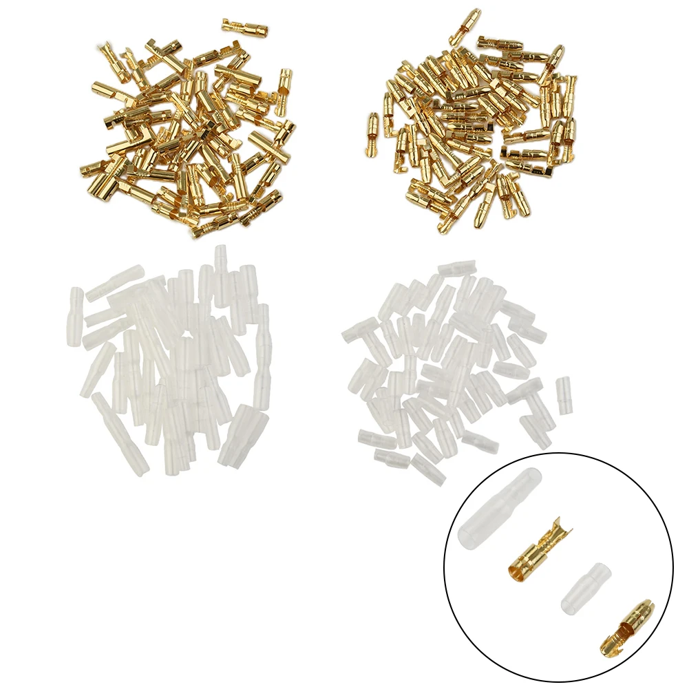 

200 Pcs Brass Male Bullet Terminals 3.9mm Male Female Electric Cable Wire Connector Socket Classic Terminal For Cable Wire Tools