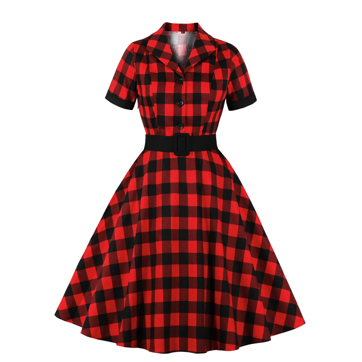 

Europe and The United States Retro Hepburn Style Original Women's Dress British Plaid Big Swing Summer Dress Women 2022