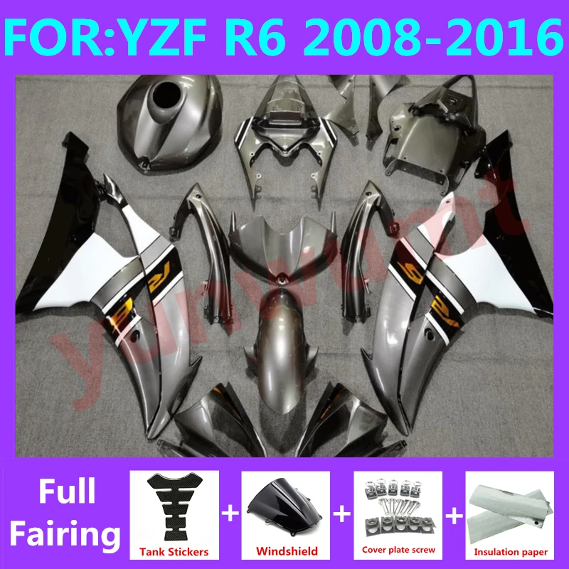 

Motorcycle full Fairing Kit fit For YZF R6 2008 2009 2010 2011 2012 2013 2014 2015 2016 YFZ-R6 Bodywork Fairings set grey black
