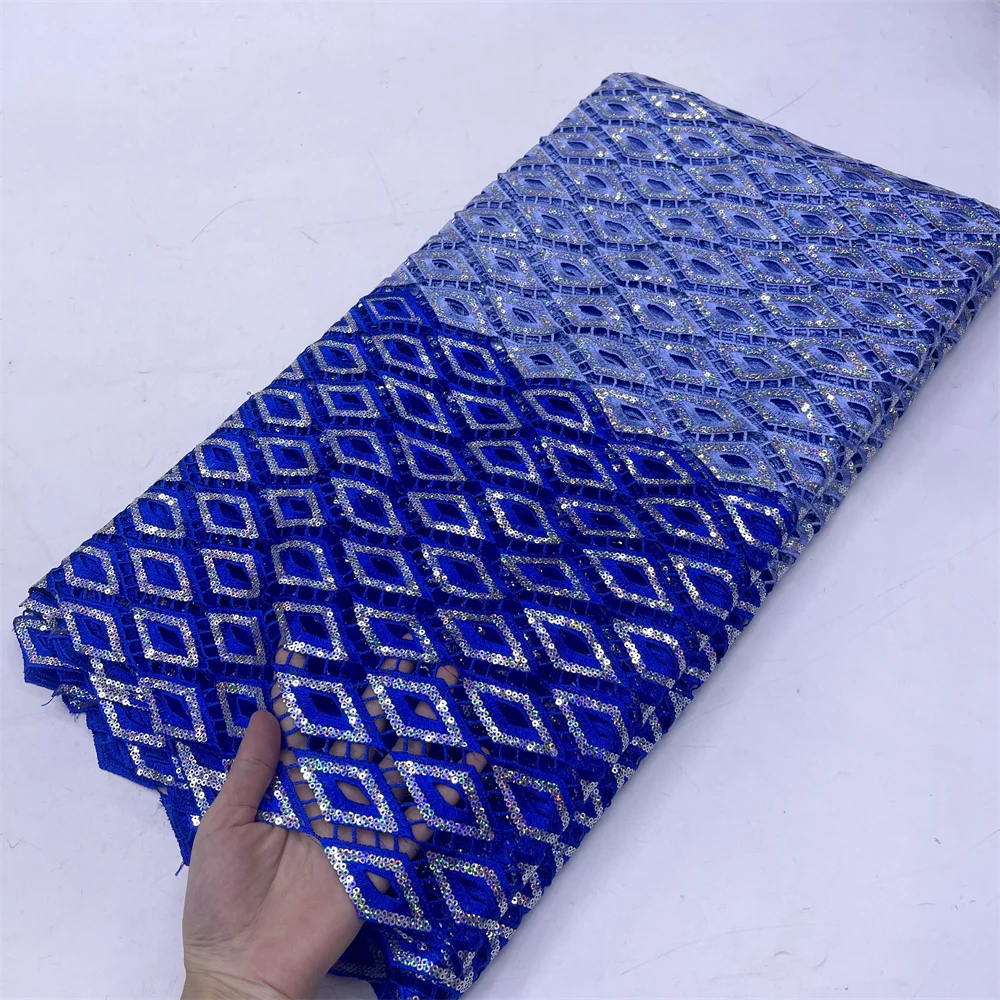 Африканский нигерийский тюль кружева ткань вышивка блестками Французская для