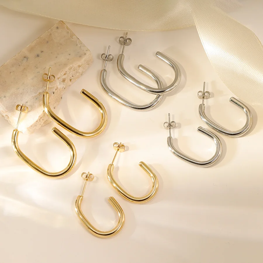 

Женские открытые серьги из нержавеющей стали, серьги из 18-каратного золота в европейском и американском стиле, 2022